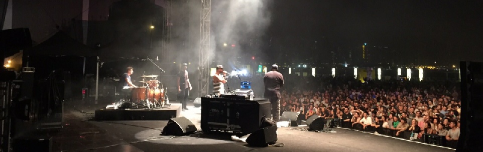 Grant playing live at Clockenflap Festival in Hong Kong with Nightmwares On Wax